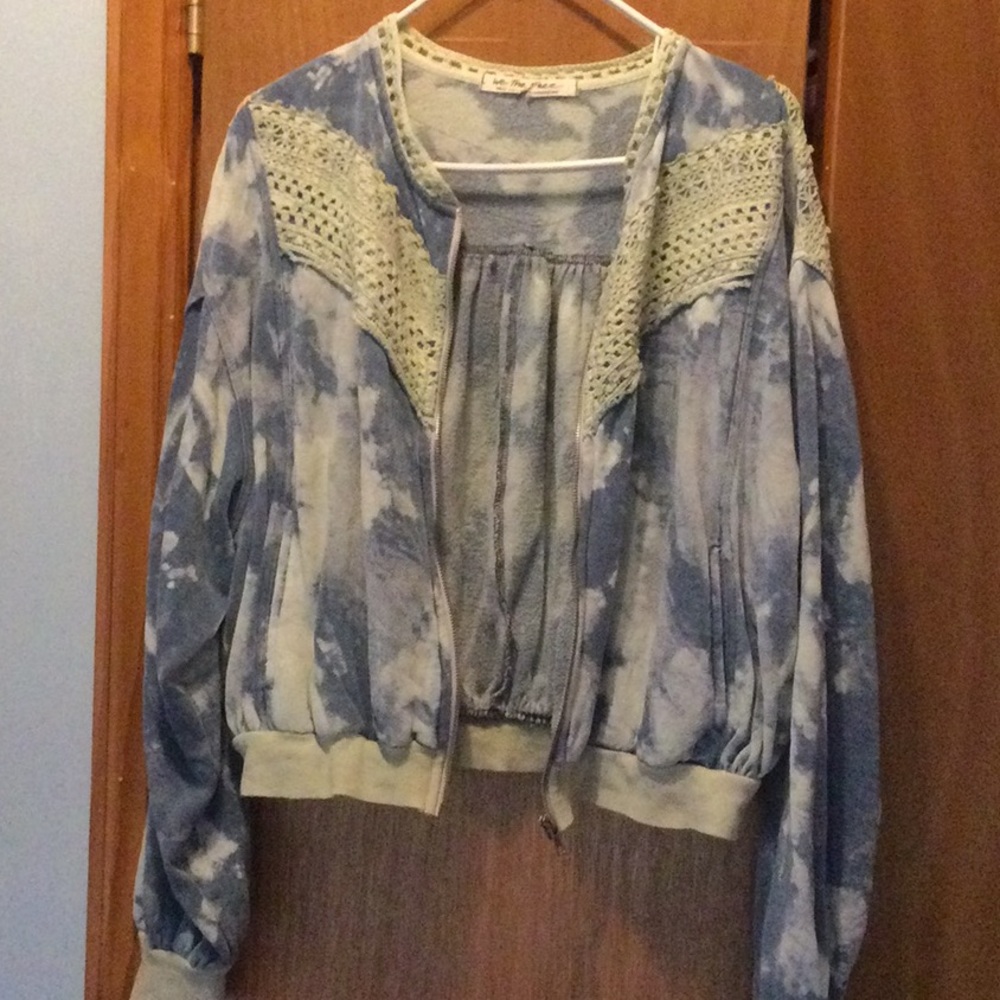 NWOT Free People Tie Dye Zip Up Sweatshirt - Picture 4 of 10